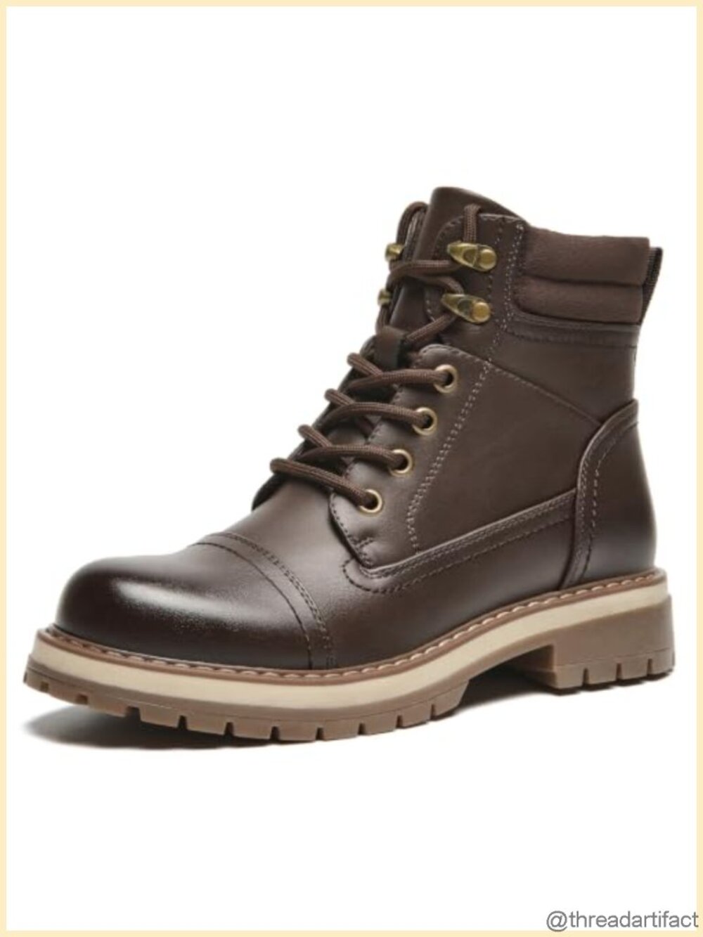 Faux Leather Combat Boots Side Zipper Lug Sole Ankle Boots